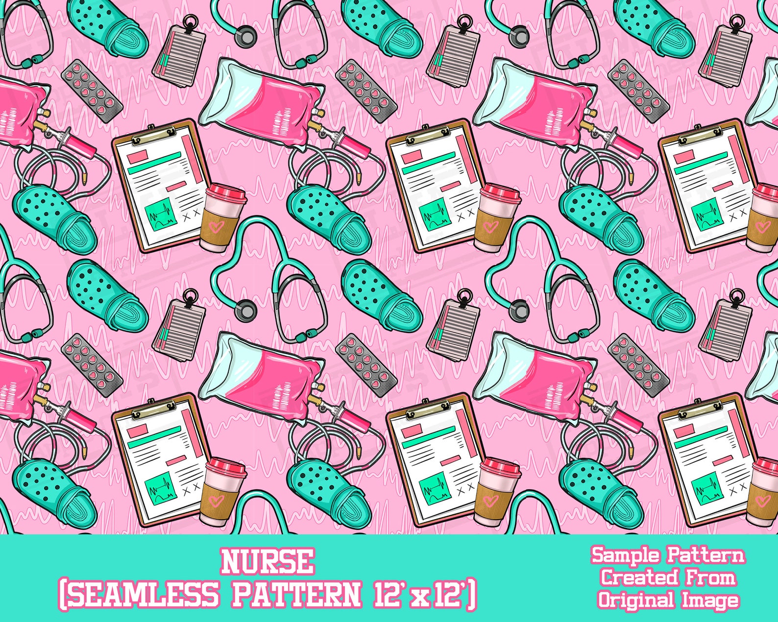 Nures Pattern Paper Nurse Seamless Pattern Digital Paper, Nurse Digital Seamless Pattern ...