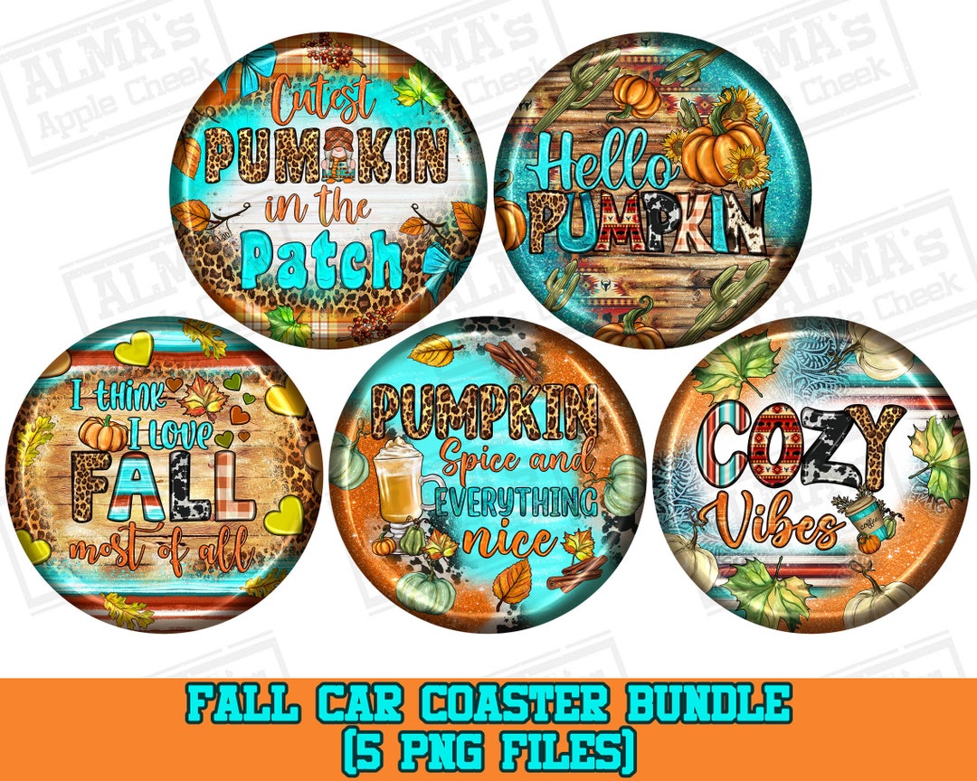 Pumpkin Png Sublimation Design Bundle, Hello Fall Png, Fall Car Coaster ...