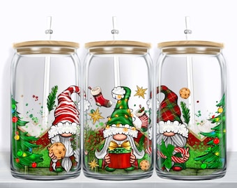 Christmas gnomes 16 oz libbey glass wrap png, libbey wrap png, Christmas libbey glass png, libbey cup png design downloads