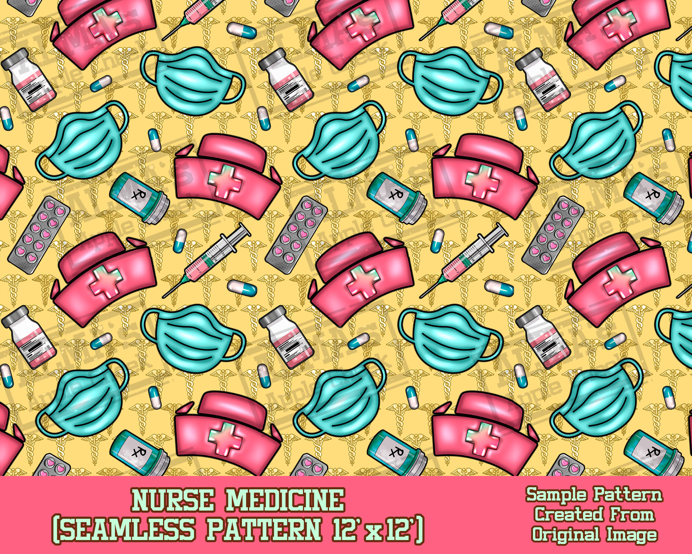 Nurse Pattern Nurse Medicine Seamless Pattern Digital Paper, Nurse Digital Seamless ...