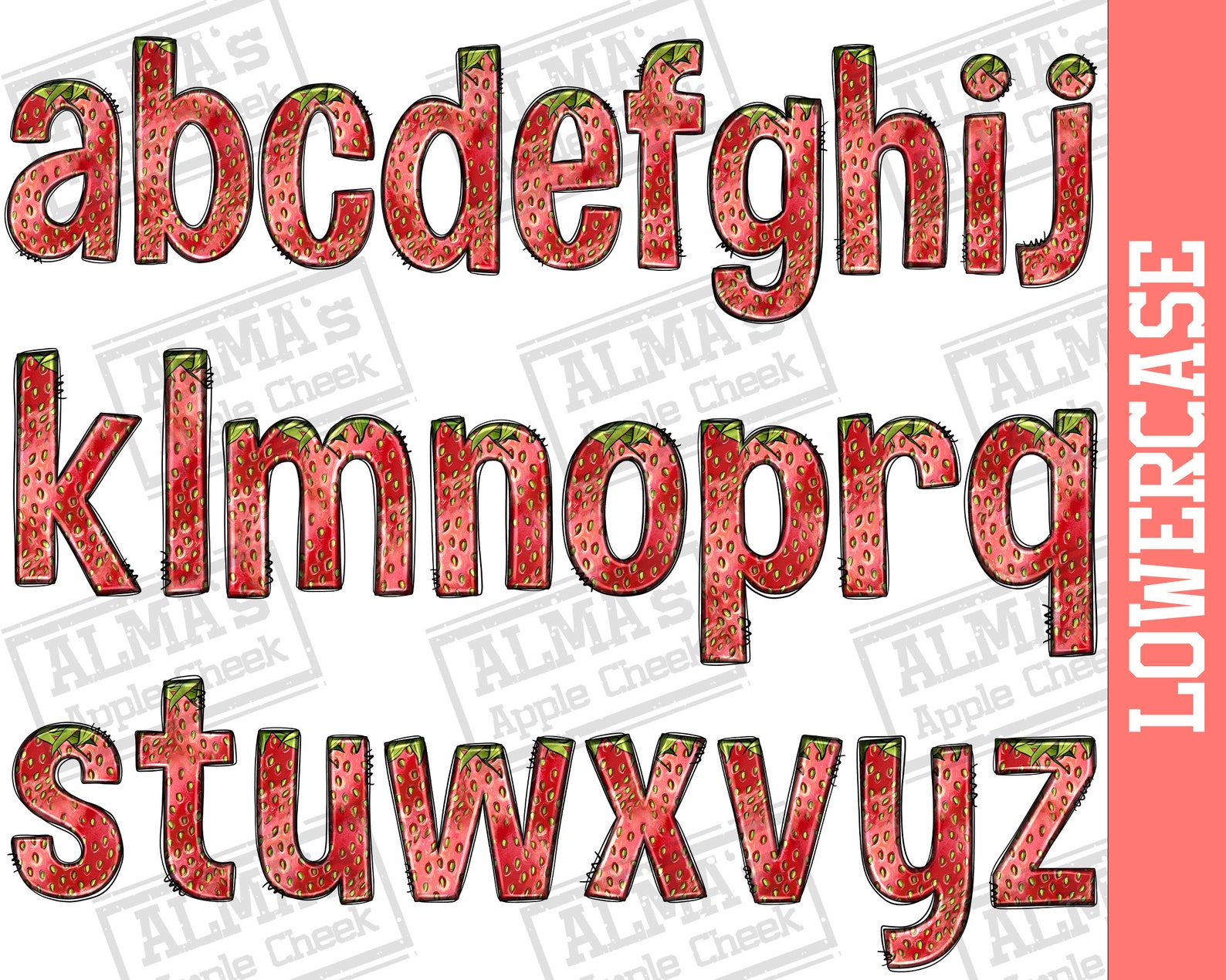 Letter R Strawberry Strawberry Alphabet Thumbnail Png Files Bundle, Strawberry Doodle ...