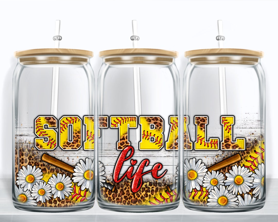Softball Life 16 Oz Libbey Glass Wrap Png, Libbey Wrap Png, Libbey ...
