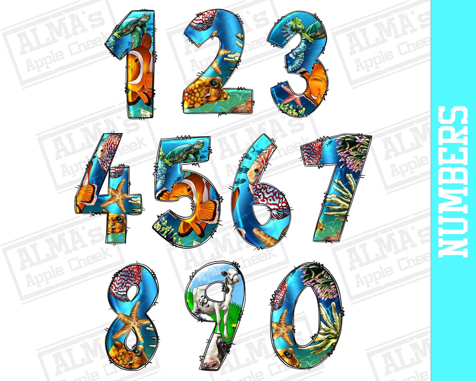 Sea Life Alphabet Bundle Png Sea Doodle Letters Png Sea Etsy
