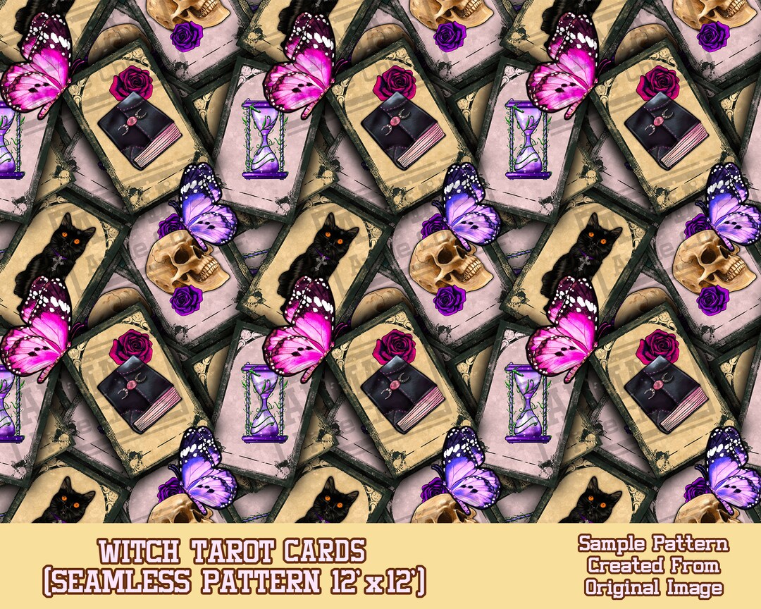 Witch Tarot Cards Seamless Pattern Digital Paper, Witch Digital ...
