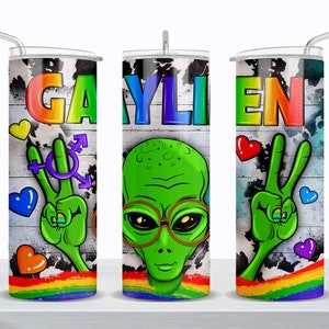 LGBTQ+ Gaylien 20 oz skinny tumbler png, Pride tumbler wrap png, LGBTQ+ 20 oz tumbler designs, tumbler png download