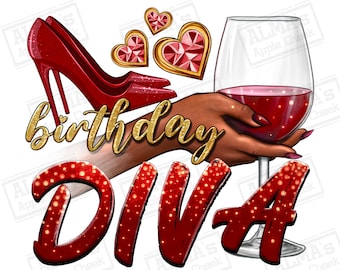 Birthday diva png sublimation design download, birthday party png, birthday queen png, birthday png, sublimate designs download