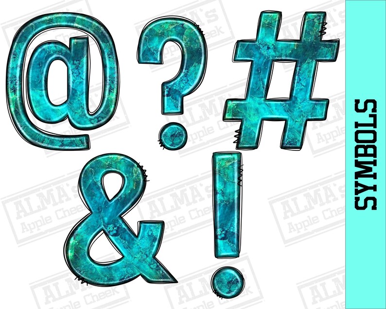 Turquoise Alphabet Thumbnail Png Files Bundle Turquoise - Etsy