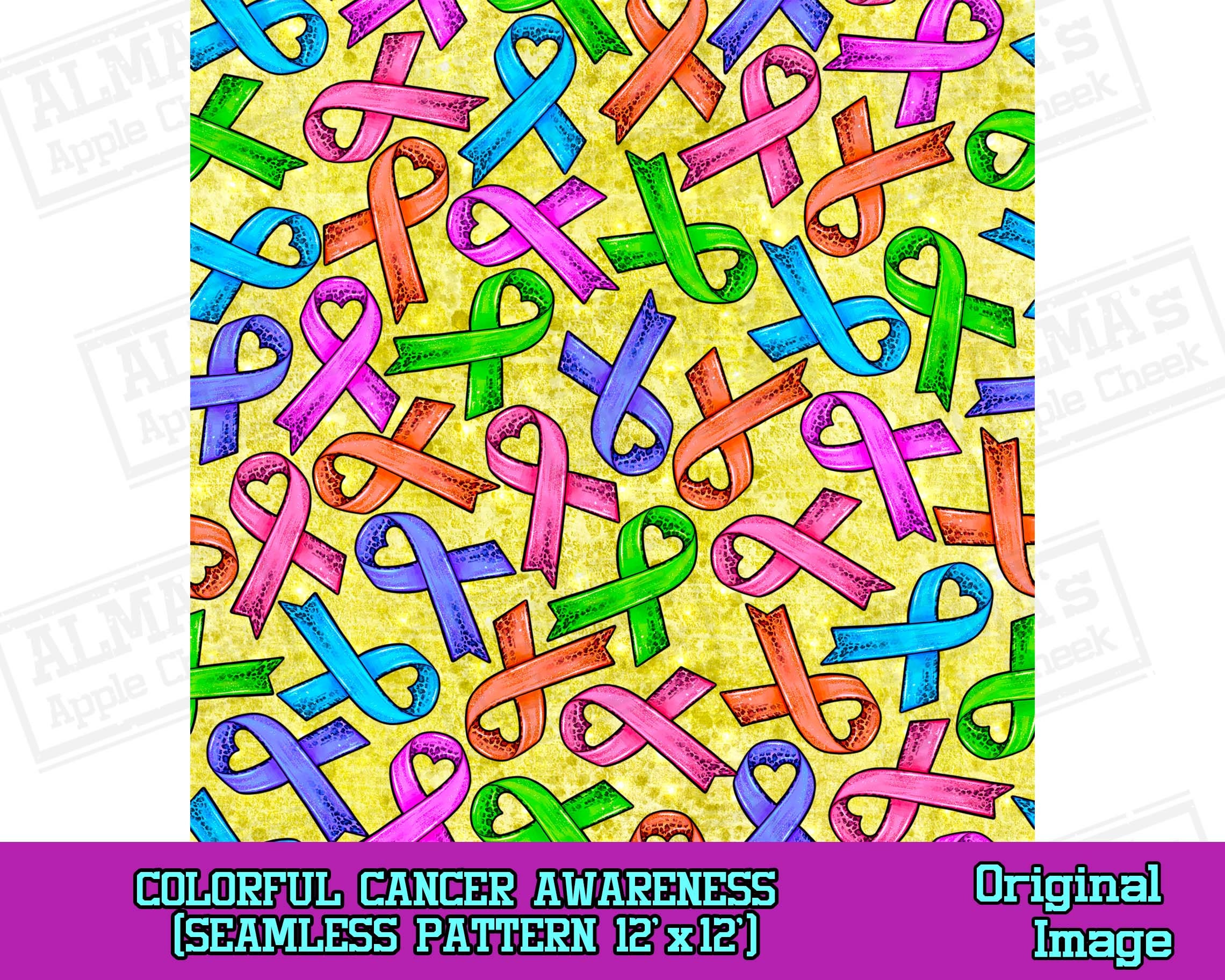 Colorful Cancer Awareness Seamless Pattern Digital Paper, Cancer ...
