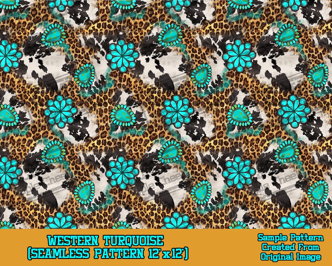 Western Turquoise Seamless Pattern Digital Paper, Digital Seamless ...