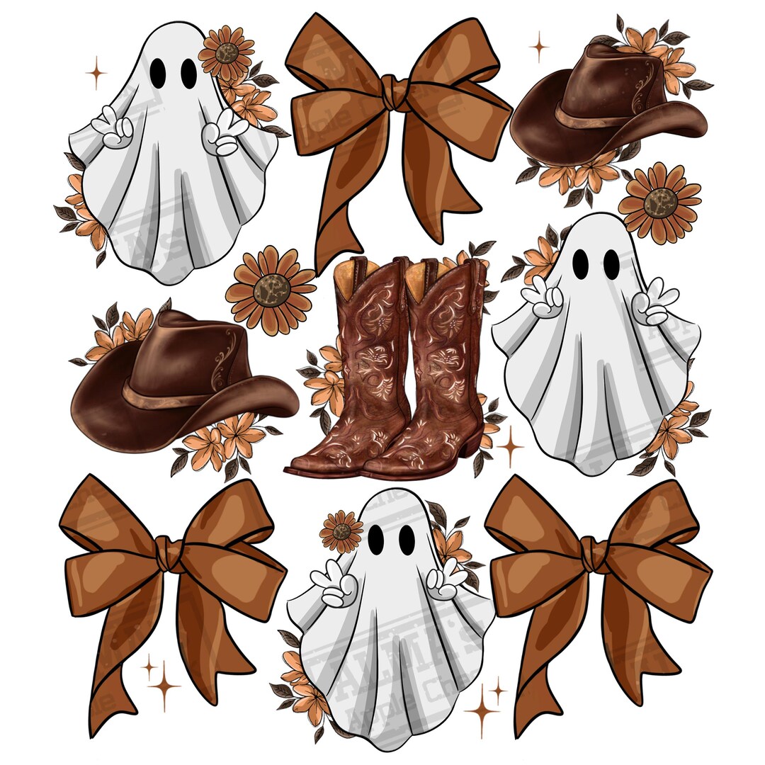 Cute Halloween Cowboy Ghost Png Sublimation Design Download, Cowboy Png ...