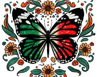 Mexican flag butterfly png sublimation design download, Mexican Day png, Mexican Girl png, Mexican Heritage png, sublimate designs download