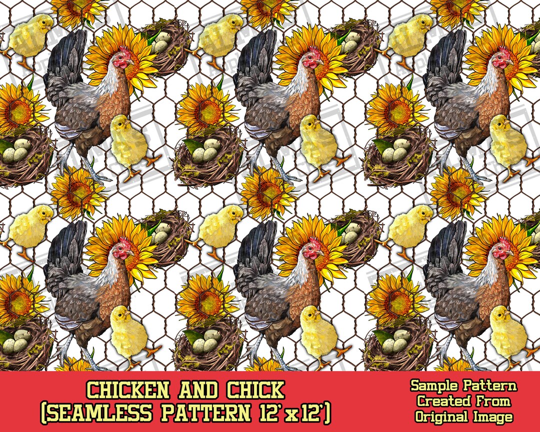 Chicken and Chick Seamless Pattern Digital Paper, Digital Seamless ...