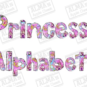 Princess alphabet bundle png, Princess doodle letters png, Princess letters png, Princess Alphabet Letters png, sublimate designs download
