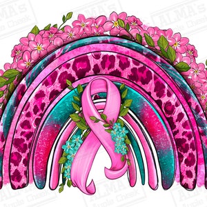 Breast Cancer ribbon rainbow png sublimation design download, Cancer Awareness png, Breast Cancer png, cancer rainbow png, designs download