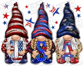 USA Gnome png Sublimation Design download, 4. Juli png, Unabhängigkeitstag png, niedliche Gnome png, Sublimate designs download