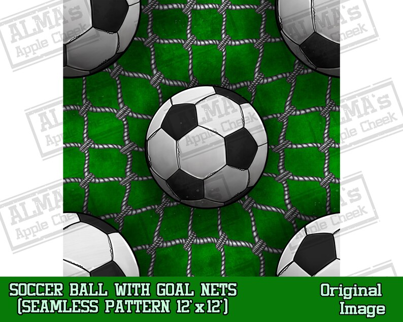 Soccer Ball With Goal Nets Seamless Pattern Digital Etsy