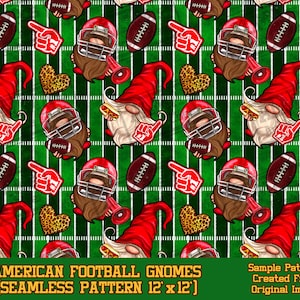American Football gnomes seamless pattern digital paper,Football digital seamless pattern png,seamless pattern png,printable scrapbook paper