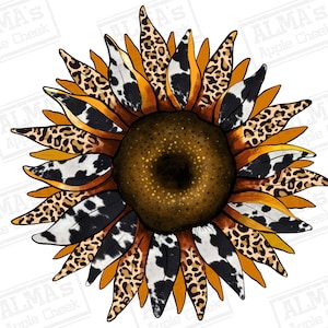 Sunflower leopard png sublimation design download, western png design, western sunflower png,sunflower png design,sublimate designs download