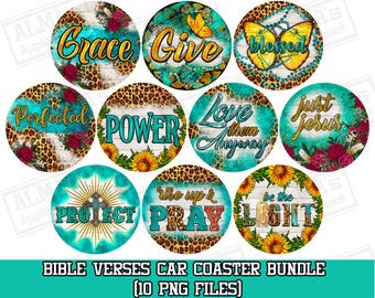 Give Bible Verses car coaster png sublimation design bundle, Christian png, Religious png, Christian car coaster png, designs download
