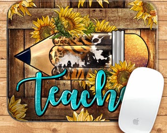 Teacher western pencil mouse pad png sublimation design download, Teachers' Day mouse pad png, teacher mouse pad png, sublimate download