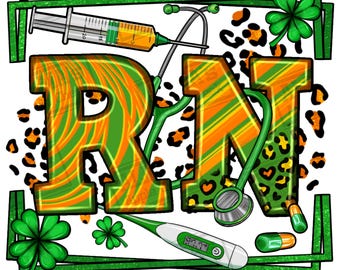 St. Patrick's rn registered nurse png sublimation design download, St. Patrick's Day png, Nurse png, Lucky nurse png, sublimate download
