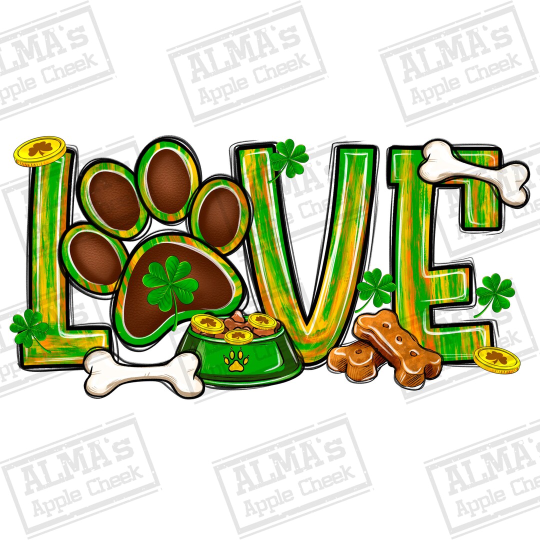 St. Patrick's Day Love Dog Paw Png Sublimation Design Download, Happy ...