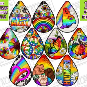 Pride teardrop earrings png sublimation design bundle, Pride png, LGBTQ+ png, western bundle png,love is love png,sublimate designs download