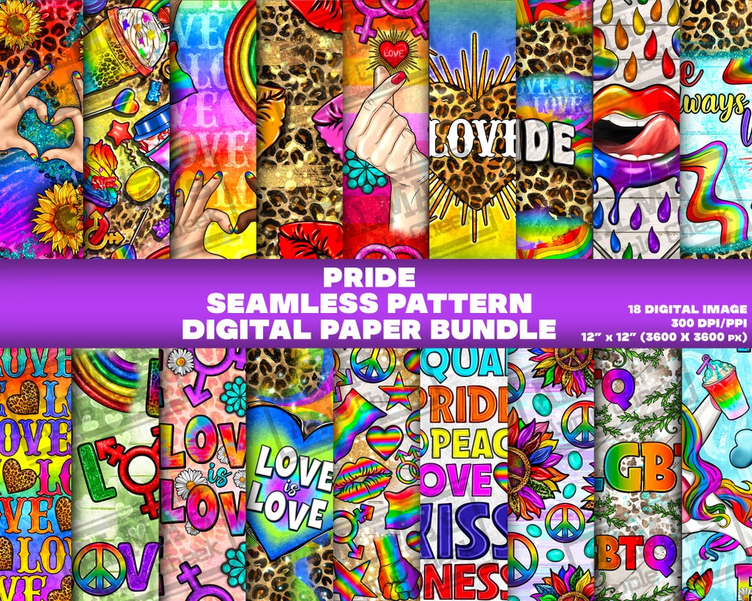 Pride Seamless Pattern Png Design Bundle, 18 Seamless Pattern, PGBTQ+ ...