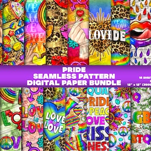 Pride Seamless Pattern Png Design Bundle, 18 seamless pattern, PGBTQ+ Printable Scrapbook Papers, Png Bundle, Digital Paper Png