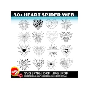 Paquete WEB DE ARAÑA DEL CORAZÓN / Corazón Svg / Spider Web Svg /Valentines Svg Corazón Svg / Y2k / Cortar archivos / Amor Svg Amor Corazón Svg, Web Svg