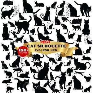 Silhouette gatto / Gatto SVG File tagliati gatto / Gatto Svg / Gattino Svg / Cat Vector CATS Bundle SVG, File tagliati per Cricut, Clipart gatti, Gattino Svg