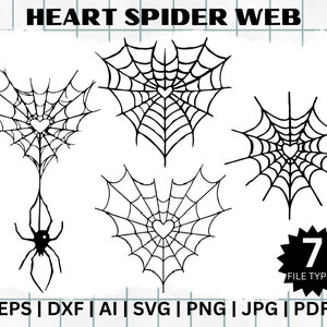 CORAÇÃO svg Teia de aranha Svg | Coração dos Namorados Svg | Y2k | Cortar arquivos | Cricut | Camiseta Clip Art Spider Svg Love Svg Love Heart Svg, Web Svg