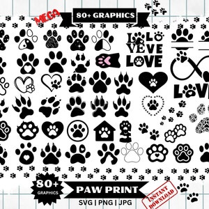 Empreinte de patte svg, empreinte de patte de chien svg, svg de patte de chien, svg de patte, chien maman svg, svg de chiot, pattes de chien svg, svg amoureux des chiens - Imprimable, Cricut & Silhouette