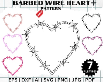 Heart BARBED Wire HEART SVG - Valentines Barbed Wire Svg, Heart Svg , Valentine Tumbler Wrap | Dxf | Eps | Cut Files | Digital Download