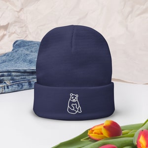 panda Embroidered Beanie