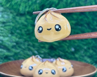 Hand Painted Kawaii Dumpling Keyring: Japanese Food Bag Charm