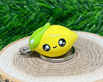 Portachiavi A Limone Con Borsellino: Mini Portamonete In Pelle Sintetica Gialla Con Cerniera, Accessorio Moda Fruttato - 6