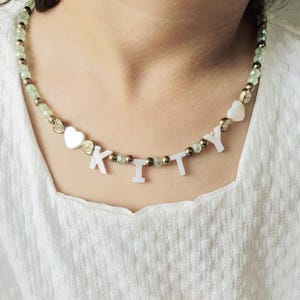 Personalized name Necklace, Mother of Pearl Letter Beads, Kids name necklace, Gift for Special Kids, Custom Pearl Letter Necklace