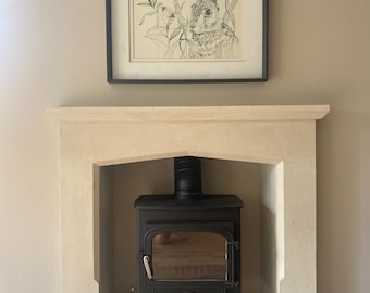 Hand Carved Bath Stone Fireplace Surround - The Peridot Design