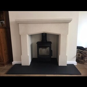 bath stone made to order fireplace and black slate hearths