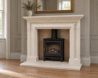 Natural Bath stone fireplace The Tanzanite complete with choice of stone or slate outer hearths made to measure service on all fireplaces
