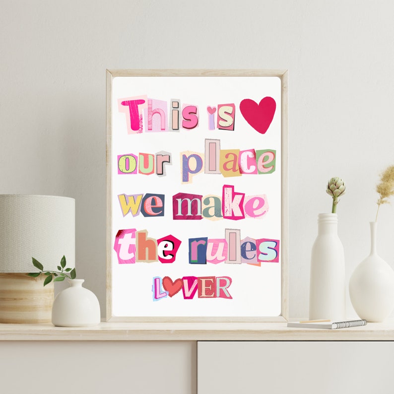 Romantiskt par heminredningstavla, rosa kärlekscitatposter, flickvänlig väggkonst, inredning i lägenhetssovrum, present bild 6
