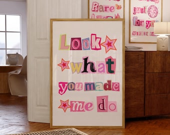 Lámina decorativa con collage "Mira lo que me hiciste hacer", arte mural con un toque vanguardista (descarga digital).
