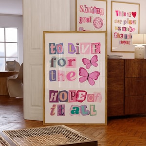 August To Live for the Hope of it All Poster – Physical Print for Dorm Bedroom Decor, Daily Reminders Affirmation Poster, Pink Wall Art