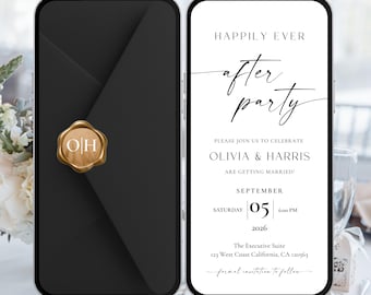 Digital Wedding Invitation, Electronic Wedding Reception Invitation Template, Modern Reception Evite, Digital Reception Invite, Wedding