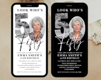Photo 50th Birthday Invitation: Simple Fifty Invite (DIY Template)