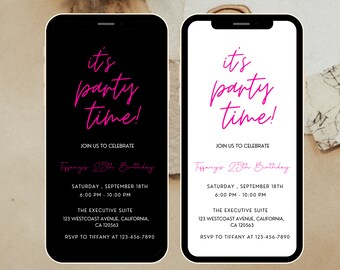 Minimalist Party Invitation Template: Black and White Mobile e-Invite (Digital Download)