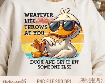 Funny Duck Sarcastic Retro PNG: Snarky Adult Design (Digital Download)