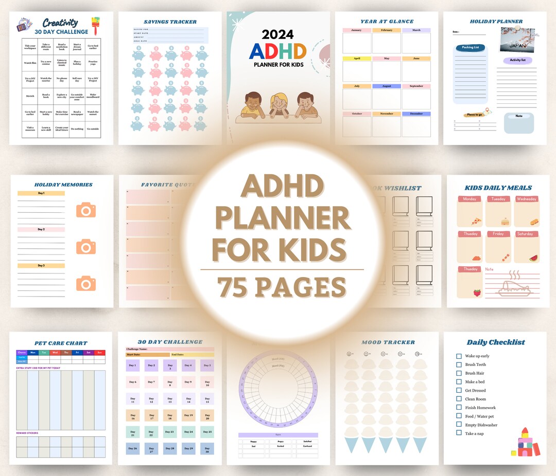 ADHD Kids Planner, ADD Printable, School Planner, Reward System, Adhd ...