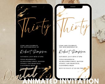 Digital 30th Birthday Invitation: Editable E-vite Template